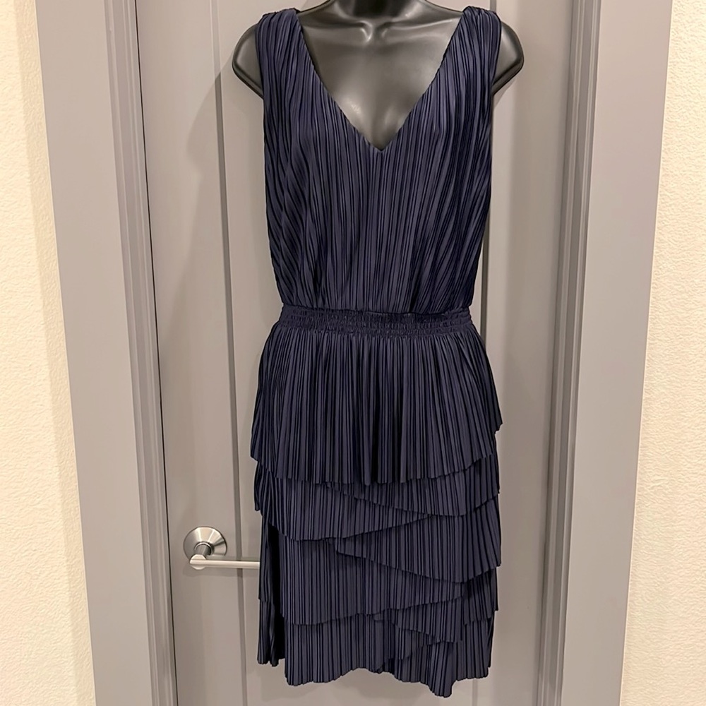Banana Republic sleeveless navy blue ruffled dress